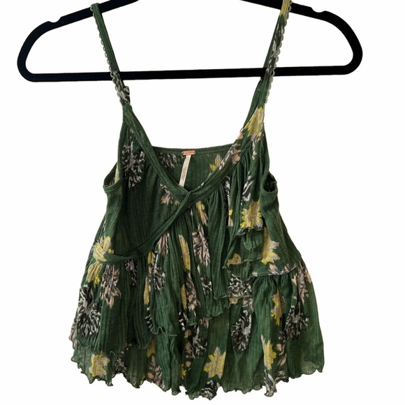 FREE PEOPLE Revolve Green Melbourne Ruffle Tank Top Bohemian Size XS Boho - Picture 2 of 10